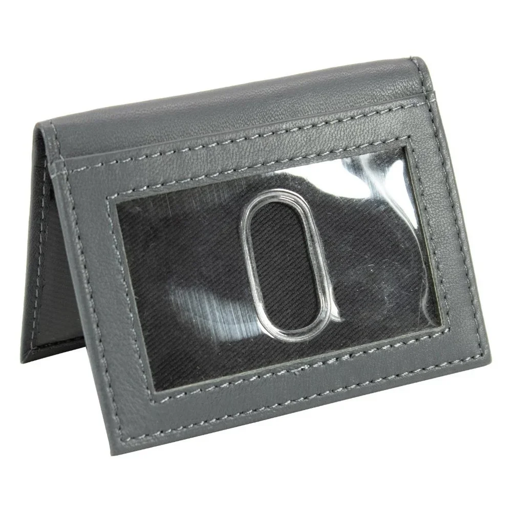 Genuine Leather Credit Crad Case Men Slim Wallet Gray Mini Bifold ID Gift